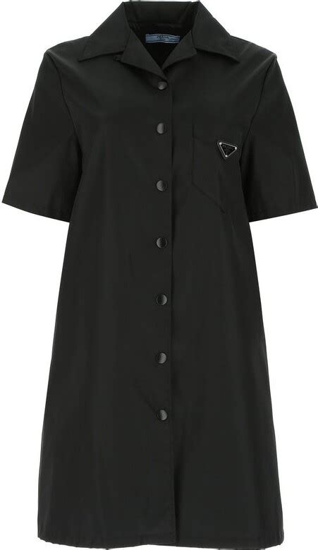 prada logo shirt dress|prada shirt black cettire.